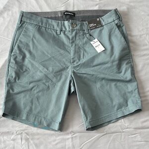 Express Men's Light Sage Flat-Front Shorts